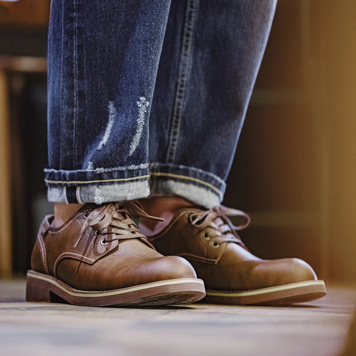 MADEN Low-Top Crazy Horse Leather Work Boots
