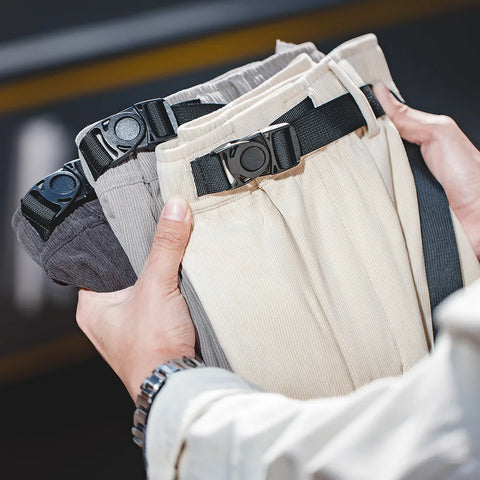 MADEN Men's Casual Drawstring Corduroy Pants Loose Elastic Waist Wide Leg Relaxed Fit Trousers Outdoor Cityboy Jogger Sweatpants