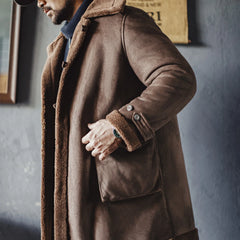 MADEN Wildleder-Fleece Parka-Mantel mittlerer Länge