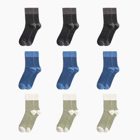 MADEN Contrast Knitted Mid-Calf Socks – Breathable Splice Long Socks