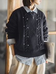 MADEN Strickpullover mit Zopfmuster und Herzmotiv