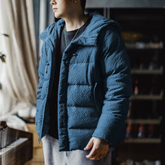 MADEN Seersucker Strukturierte Daunenjacke mit Kapuze