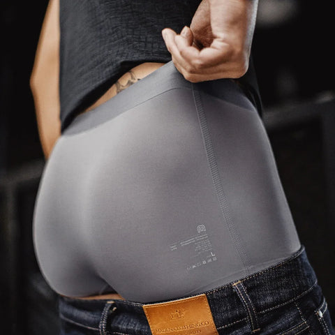 Maden Herren-Boxershorts aus kühlender Eisseide, atmungsaktiv, nahtlos, weich, dehnbar, dünn, einfarbig, 1/2/4/6 Stück