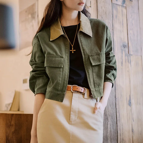 MADEN Women’s Colorblock Canvas Safari Jacket