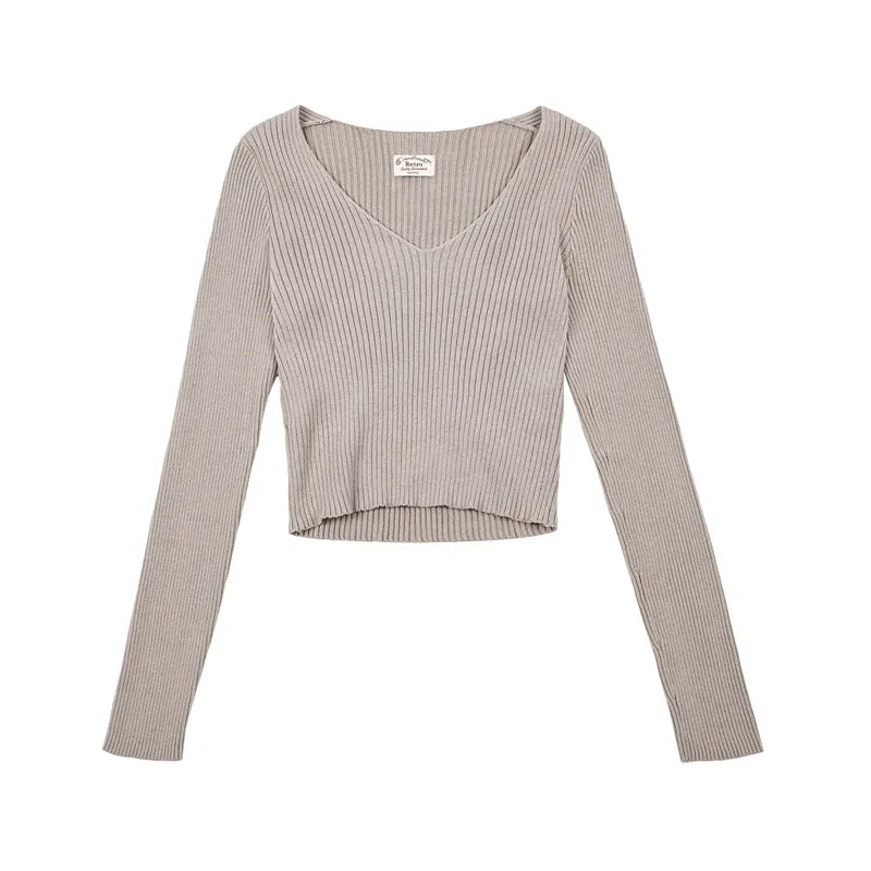 MADEN Damen Baumwoll V-Ausschnitt Strickpullover - 100% Baumwolle