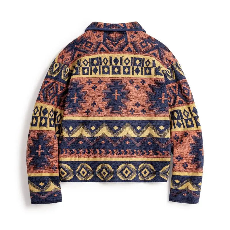 Chaqueta de punto vintage para mujer MADEN estilo Navajo con cierre de palanca, cuello en V, ajuste holgado, prenda de punto con diseño retro para otoño