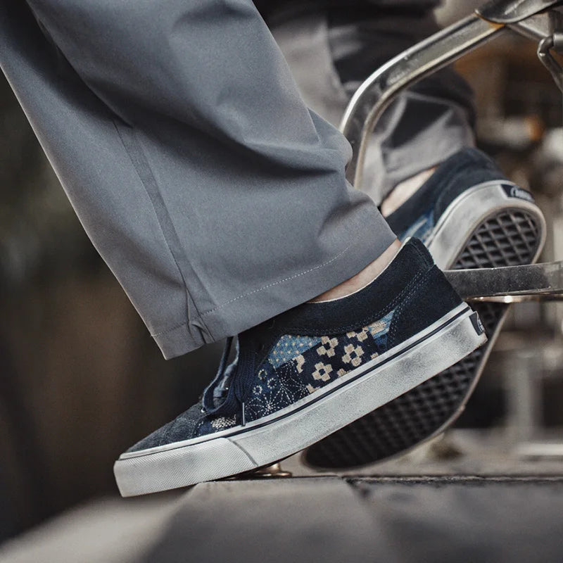 MADEN Retro Patchwork Canvas Low-Top Sneakers