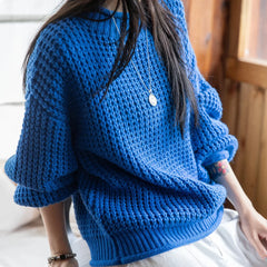 MADEN Gerippter Strickpullover mit umgeschlagenem Kragen