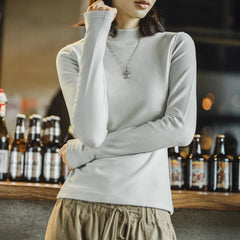 MADEN Damen Fleece-Oberteil mit Stehkragen und Thermofunktion