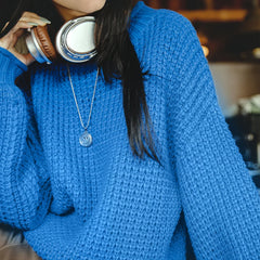 MADEN Gerippter Strickpullover mit umgeschlagenem Kragen