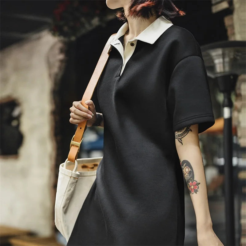 MADEN Damen Polo-Kurzarmkleid