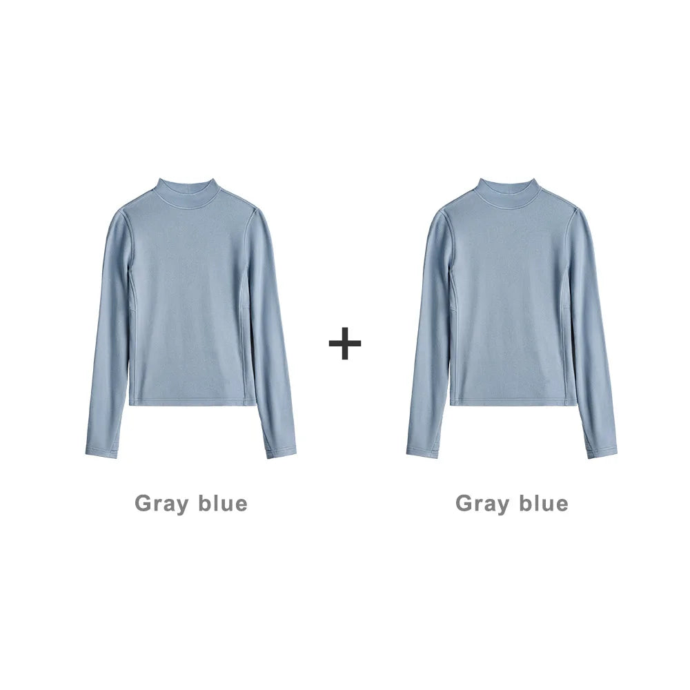 MADEN Damen Fleece-Oberteil mit Stehkragen und Thermofunktion