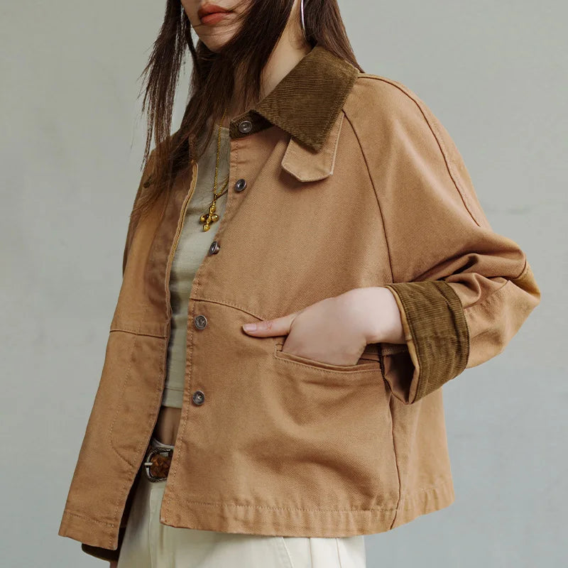 Áo khoác barn cotton nặng Retro nữ MADEN