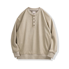 MADEN Halbknopf Pullover Henley Sweatshirt