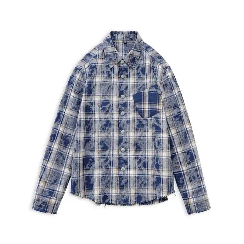 MADEN Damen Retro Flanell Langarm Kariertes Hemd 
