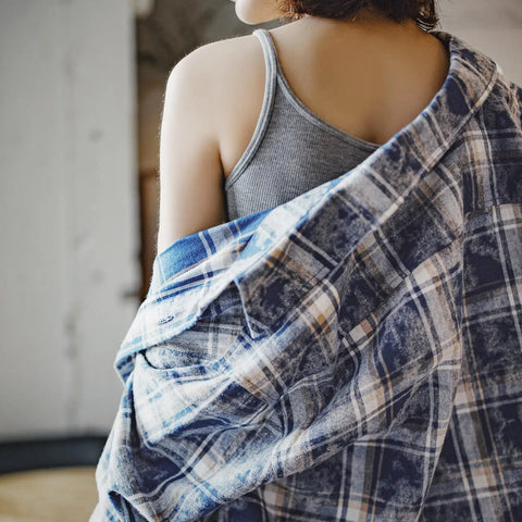 MADEN Women’s Retro Flannel Long Sleeve Plaid Shirt