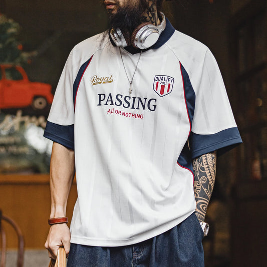 MADEN Vintage V-Ausschnitt Piqué Polohemd