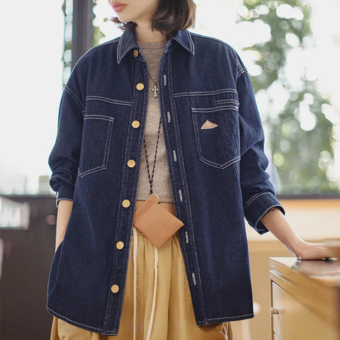 MADEN Women’s Vintage Denim Shacket