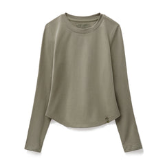 Camiseta ajustada de manga larga con cuello redondo para mujer MADEN
