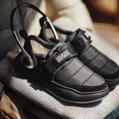 Bottes de neige rétro noires imperméables pour homme MADEN, à enfiler, doublées en polaire, chaudes et confortables, idéales pour le camping et les activités de plein air. Bottines basses sportives. 