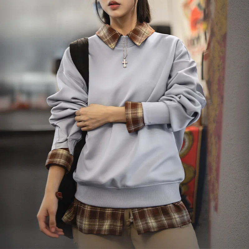 MADEN Women’s Loose Pullover Air-Layer Sweatshirt