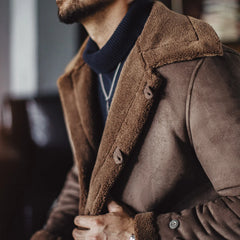 MADEN Wildleder-Fleece Parka-Mantel mittlerer Länge