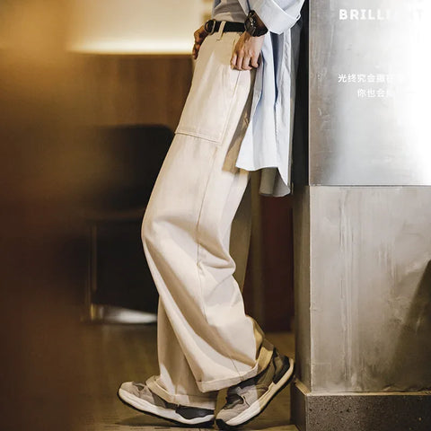 MADEN Women’s Baggy White Cargo Jeans