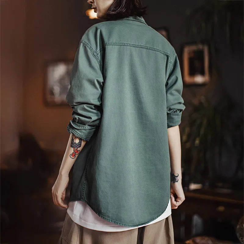 MADEN Vintage Bestickte Baumwoll Bluse locker geschnitten