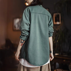 MADEN Vintage Bestickte Baumwoll Bluse locker geschnitten