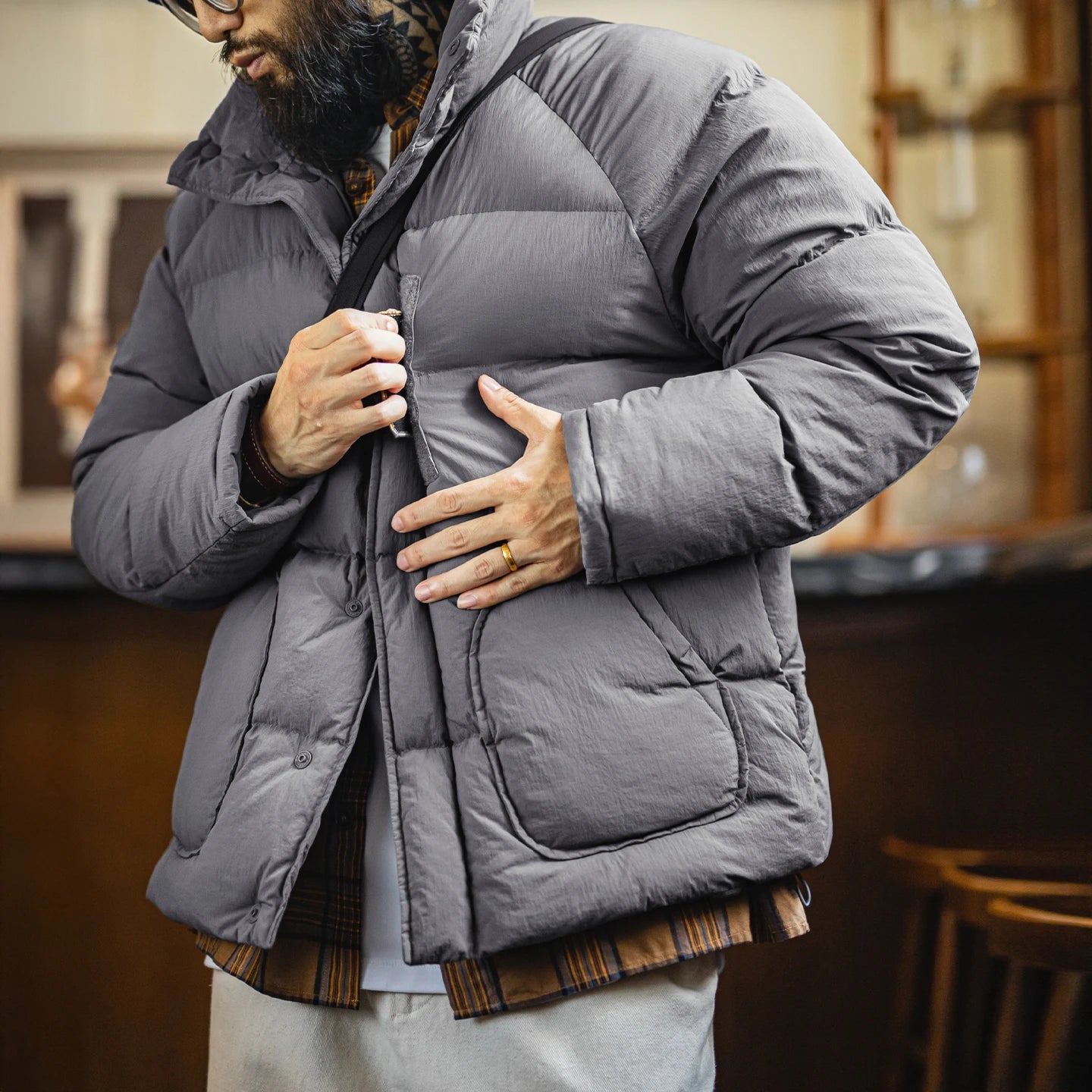 MADEN Vintage Steppjacke mit Raglanärmeln