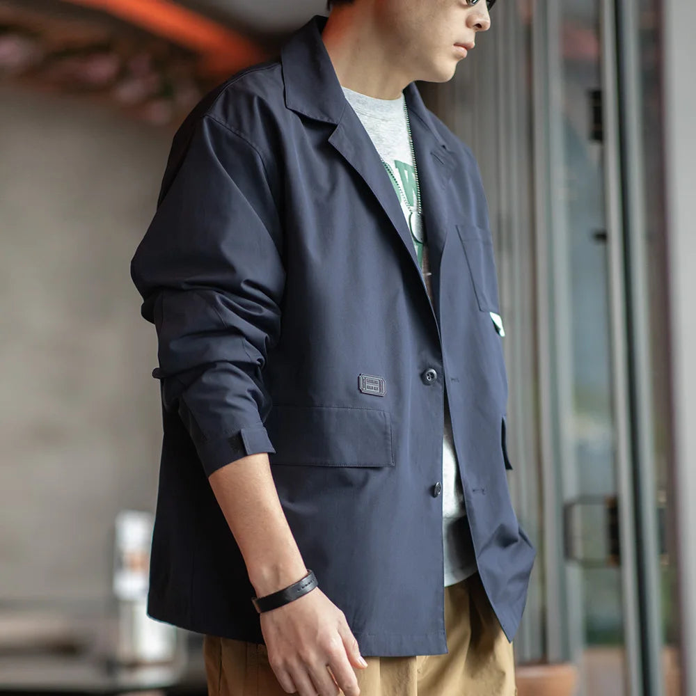MADEN Mountain Style Outdoor Multi-Pocket Suit Jacket Cityboy Flat Lapel Casual Versatile Coat Men's Blazer Spring And Autumn
