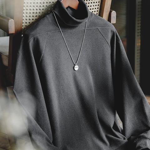 Camiseta de manga larga cálida de forro polar reversible de 280 g con cuello alto MADEN para hombre, camisa interior de otoño e invierno 2023 con cuello de tortuga