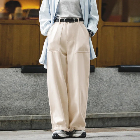 MADEN Women’s Baggy White Cargo Jeans