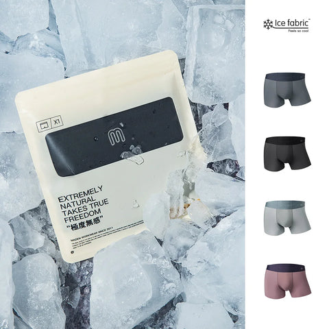 Maden Herren-Boxershorts aus atmungsaktiver Eisseide, 1/3/6/9 Stück, elastisch, weich, nahtlos, einfarbig, Übergrößen 