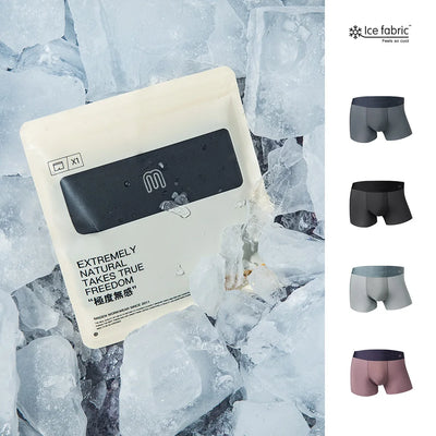 Maden Men's  1/3/6/9 Pcs Ice Silk Breathable Boxer Briefs Elastic Soft Seamless Underwear Solid Color Trunks Plus Size