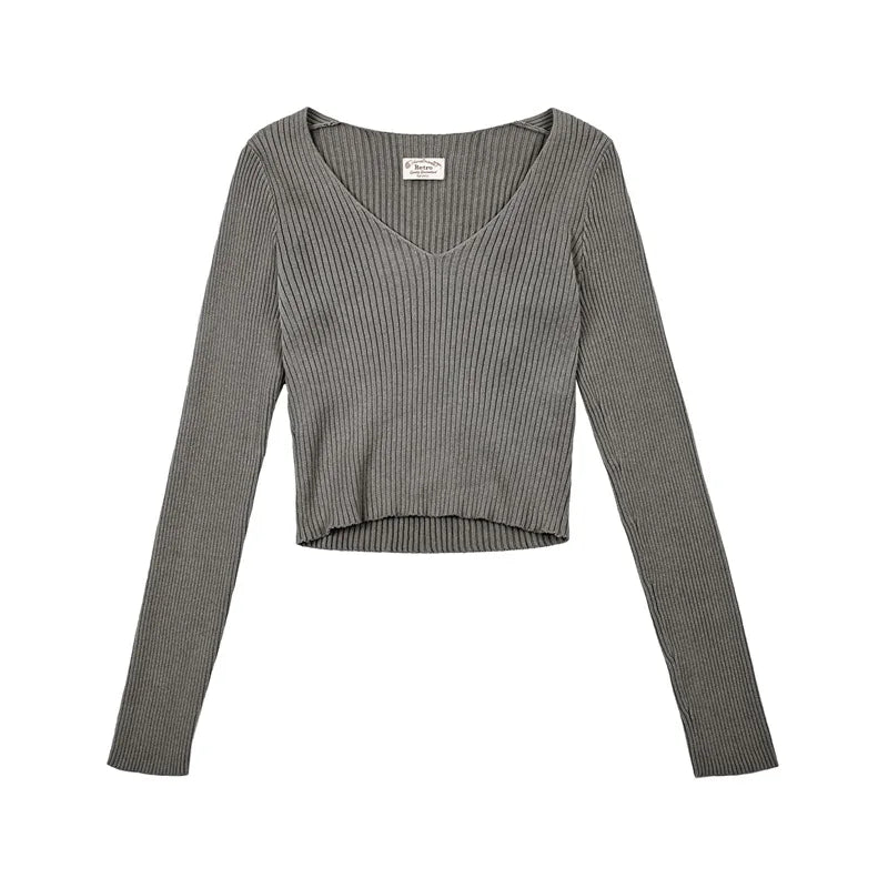 MADEN Damen Baumwoll V-Ausschnitt Strickpullover - 100% Baumwolle