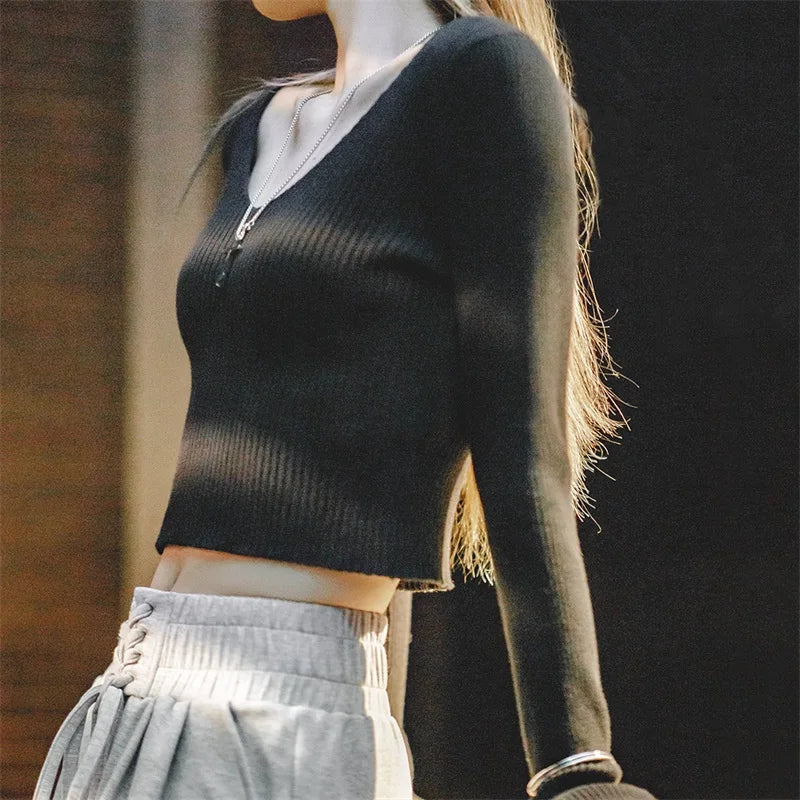 MADEN Damen Baumwoll V-Ausschnitt Strickpullover - 100% Baumwolle
