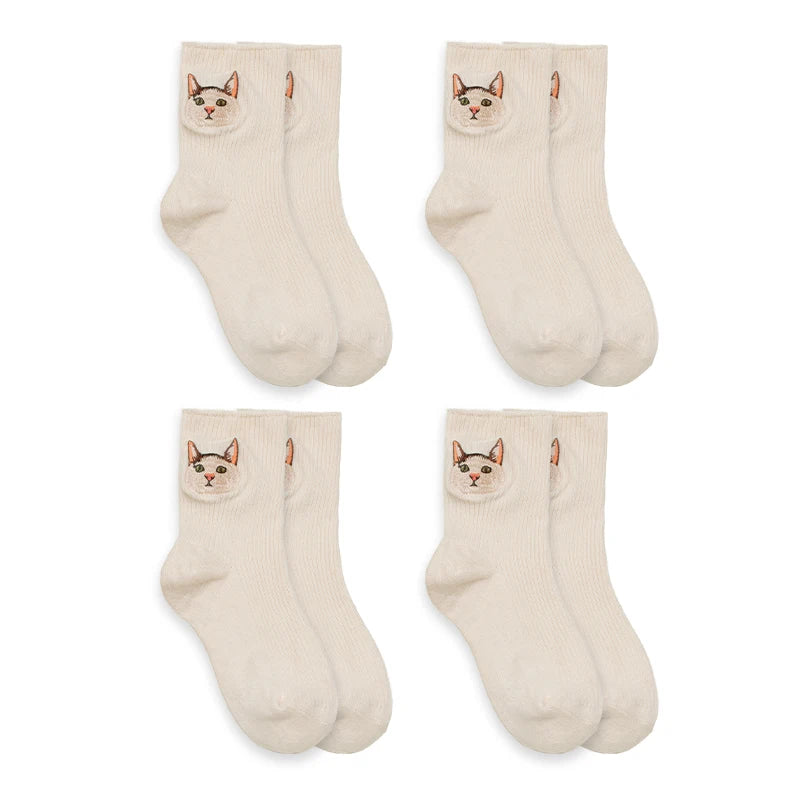 MADEN Niedliche Katze & Hund bestickte Socken