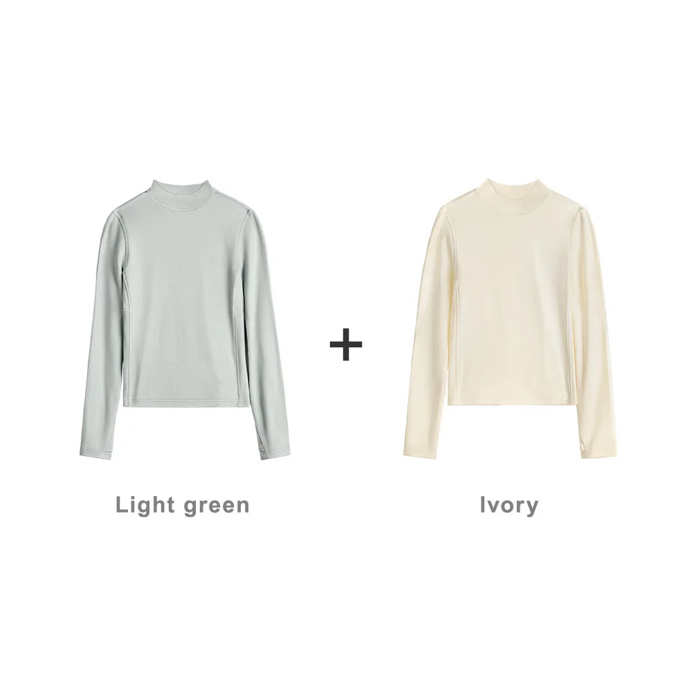 MADEN Damen Fleece-Oberteil mit Stehkragen und Thermofunktion