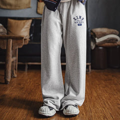 Maden Damen-Jogginghose mit weitem Bein, gerader Passform, umgeschlagenem Saum und elastischem Bund, Sporthose, Freizeithose für Herbst und Frühling 