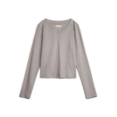 MADEN Damen V-Ausschnitt Slim Fit Baumwollstrick Langarmshirt