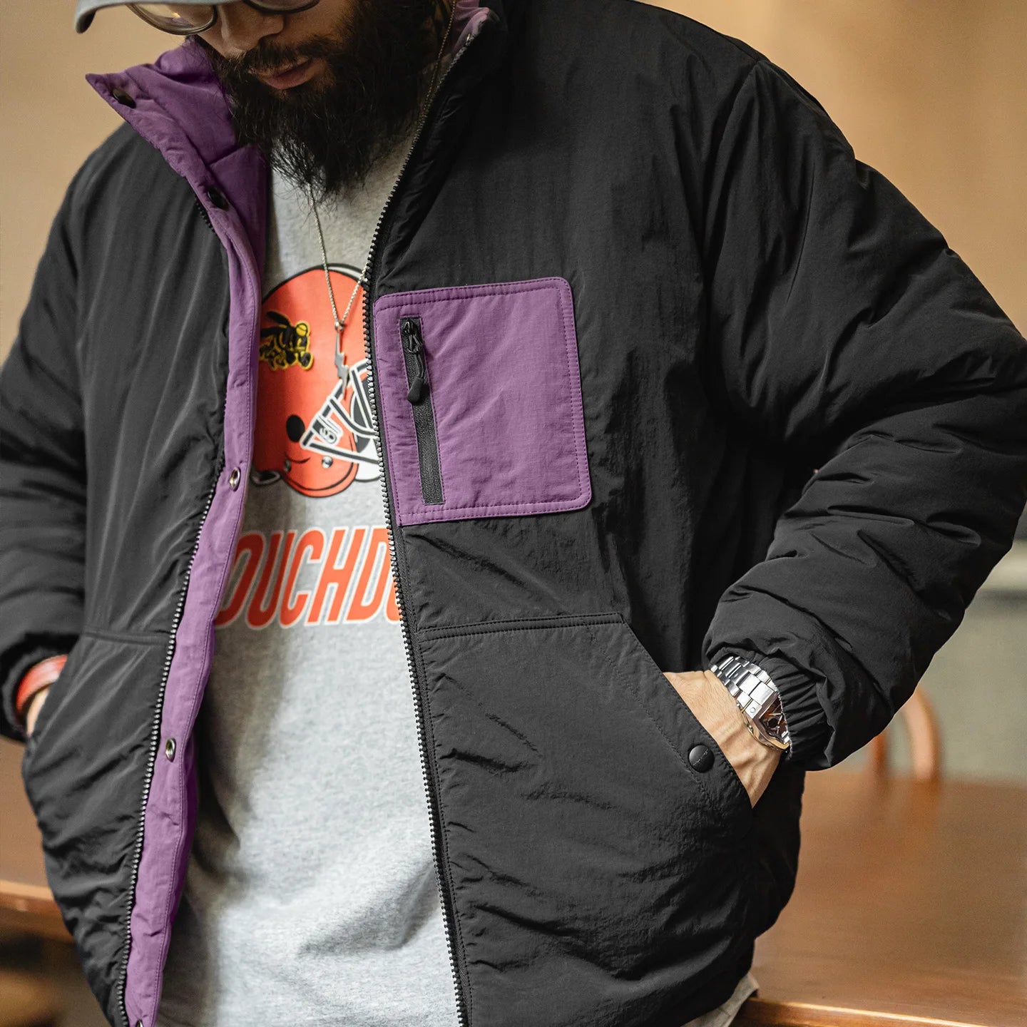 MADEN Wendbare, wasserabweisende Baumwolljacke