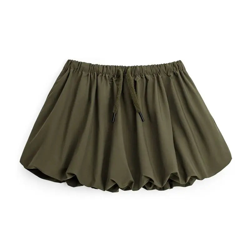 MADEN Damen Bubble Plissee A-Linien Rock - elastischer Bund