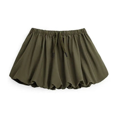 MADEN Damen Bubble Plissee A-Linien Rock - elastischer Bund