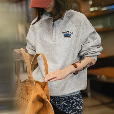 MADEN Women Half Zip Pullover Sweatshirt Warm Lined Thick Casual Polo Collar Long Sleeve Top Autumn Winter Wear