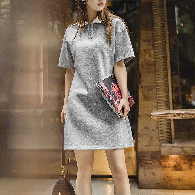 MADEN Damen Polo-Kurzarmkleid