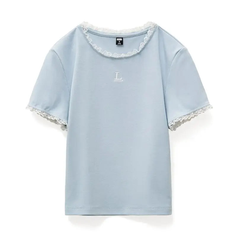 Camiseta ajustada con ribete de encaje MADEN