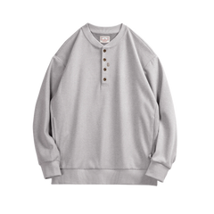 MADEN Halbknopf Pullover Henley Sweatshirt