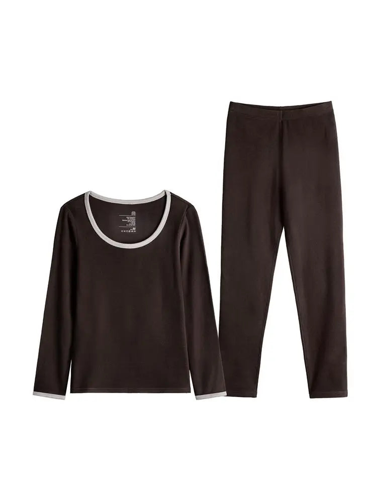 MADEN Damen Thermo-Strick-Baselayer mit Rundhalsausschnitt