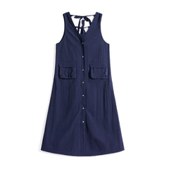 MADEN Utility Longline Weste Kleid - V-Ausschnitt